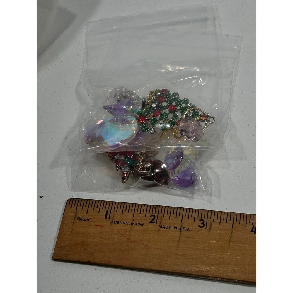 H&D Hyaline & Dora Crystal Christmas Tree Ornament Set of 2  + 4pc LED Lights